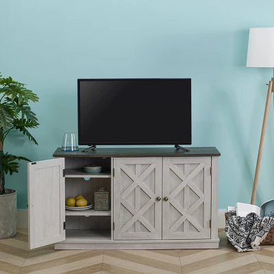 Saw Cut TV Stand For TVs Up To 55" Off White - Home Essentials - Image 3