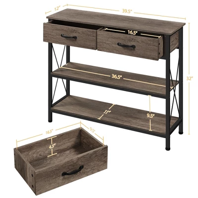 Yaheetech Minimalist 3 Tier Console Table With 2-Drawers & 2-Shelves - Image 2