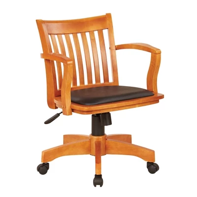 Deluxe Wood Banker's Chair Padded Seat With Base Fruitwood - OSP Home Furnishings - Image 6