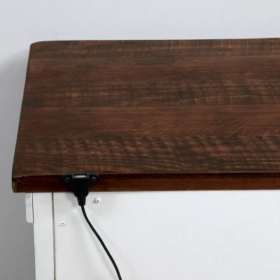 Willow Rustic 3 Drawer Nightstand With USB Plug Distressed White/Walnut - HOMES: Inside + Out - Image 5