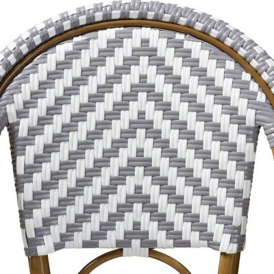 Baxton Studio Ilene Indoor And Outdoor Stackable Bistro Barstool Gray/White - BaxtonStudio - Image 4