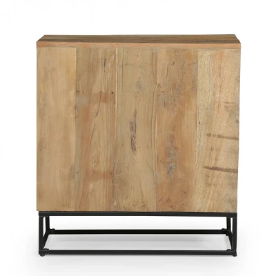 Burdine Handcrafted Boho Wood 3 Drawer Cabinet Natural/Black - Christopher Knight Home - Image 7