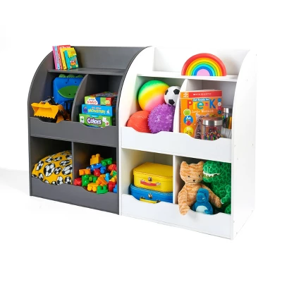 Badger Basket 4 Bin Storage Cubby With Bookshelf White - Image 5