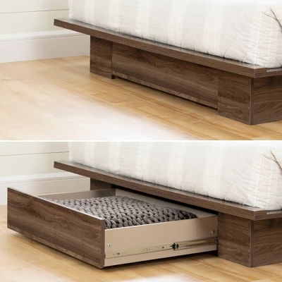 Full/Queen Lensky Platform Bed With Drawer Natural Walnut - South Shore - Image 5