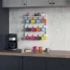 Emma And Oliver Wall Mounted Mug Rack With 12 Coffee Cup Hangers And Built-In Shelf For Coffee, Sugar & More