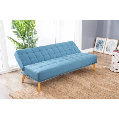 Carlie Mid Century Tufted Fabric Convertible Sofa Futon Blue - Abbyson Living - Image 2