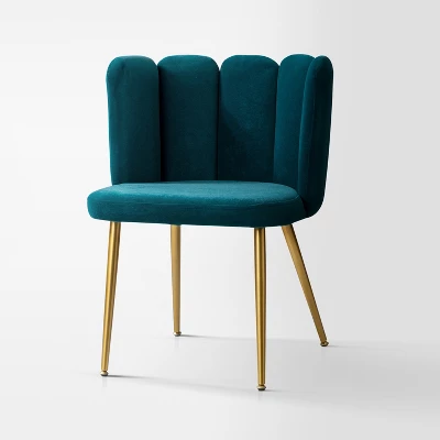 Barbara Contemparary Velvet Vanity Stool For Makeup Room, Moden Accent Side Chairs For Living Room With Shell Back And Golden Metal Legs | ARTFUL LIVING DESIGN - Image 19