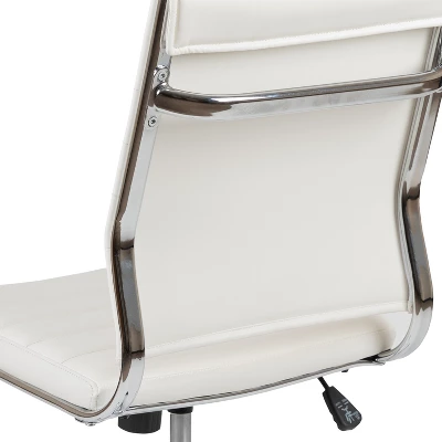 Merrick Lane Ergonomic Swivel Office Chair Ribbed Back And Seat Mid-Back Armless Computer Desk Chair With Metal Base - Image 13
