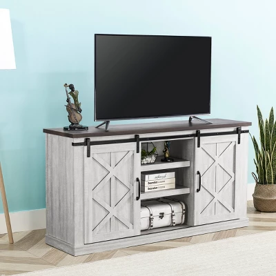 58" TV Stand For TVs Up To 65" Saw Cut Off White - Home Essentials - Image 3
