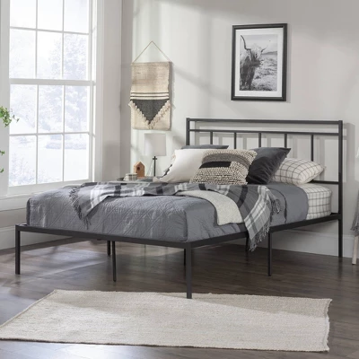 Queen Cannery Bridge Platform Bed Black - Sauder