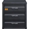 3 Storage Drawered Metal Cargo Chest Black - Benzara