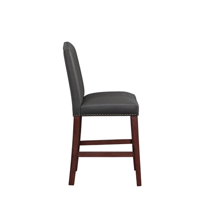 Carteret Gray Leather Counter Stool In Espresso - Comfort Pointe - Image 8