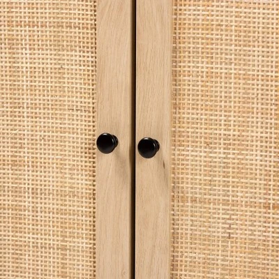 Declan Wood And Natural Rattan 2 Door Storage Cabinet Espresso Brown/Black - Baxton Studio - Image 5