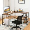 Costway L Shaped Corner Computer Desk Home Office Workstation W/ Storage Shelves
