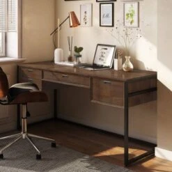 Brandt Desk Rustic Natural Aged Brown - WyndenHall