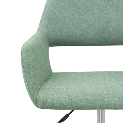 Modern Linen Style Fabric Office Swivel Chair With Wheels Mint/Chrome - Teamson Home - Image 8