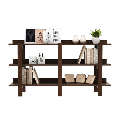 Costway 59'' 3 Tier Console Table With Storage Wooden Sofa Entryway Table Brown Walnut