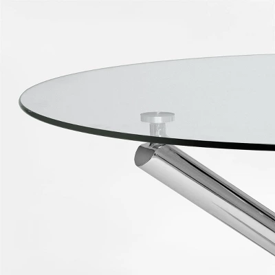 Eileen 43.3 Inch Contemporary Round Dining Table With Clear Tempered Transparent Glass Tabletop And Pedestal Legs-The Pop Maison - Image 6