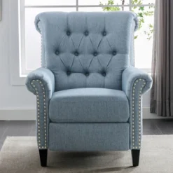 Push Back Linen Tufted Recliner Armchair - ModernLuxe