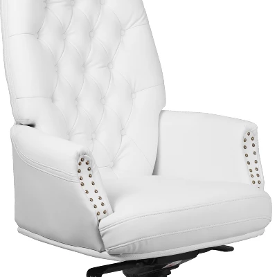 Flash Furniture High Back Traditional Tufted White LeatherSoft Multifunction Executive Swivel Ergonomic Office Chair With Arms - Image 4