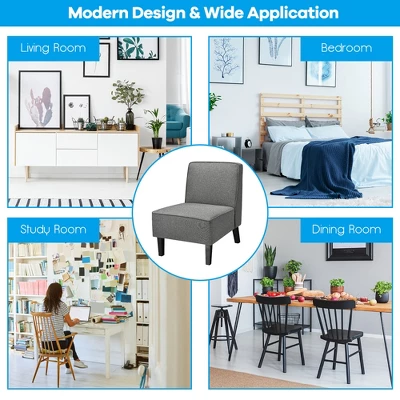 Costway Accent Chair Armless Fabric Sofa Living Room Furniture Gray - Image 3