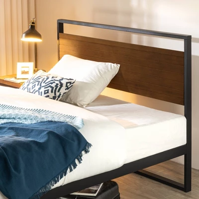 Suzanne Bamboo And Metal Platform Bed Frame With Headboard - Zinus