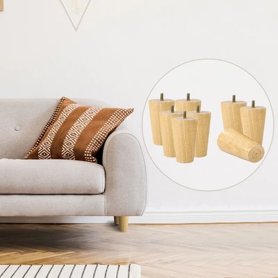 Unique Bargains Round Solid Wood Sofa Armchair Recliner Coffee Table Modern Replacement Furniture Legs Set Of 8 - Image 5