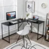 Costway 58''x 47'' L Shaped Corner Computer Desk Home Office Workstation BrownBlack