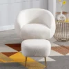 Modern Accent Chair, Teddy Short Plush Particle Velvet Armchair With Ottoman-ModernLuxe