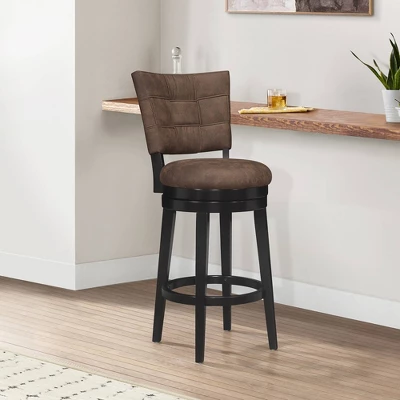 30" Kaede Wood And Upholstered Swivel Barstool Black/Chestnut - Hillsdale Furniture - Image 7