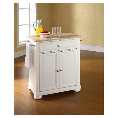 Alexandria Natural Wood Top Portable Kitchen Island - White - Crosley - Image 2