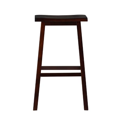 30" Saddle Barstool Wood Brown - Linon - Image 2