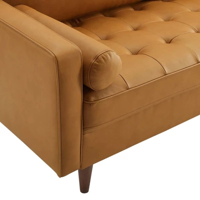 81" Valour Leather Sofa Tan - Modway