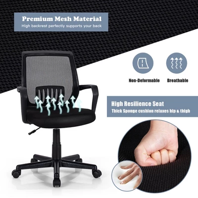 Costway Mid-Back Mesh Office Chair Height Adjustable Executive Chair W/ Lumbar Support - Image 8