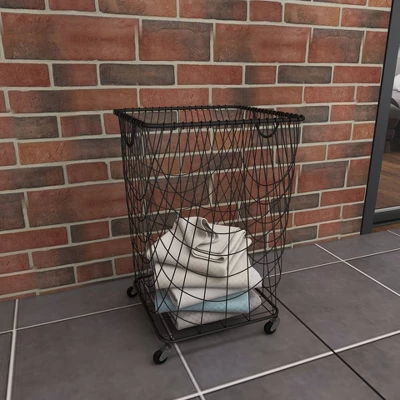 Square Industrial Metal Storage Cart Black CosmoLiving By Cosmopolitan - Image 5