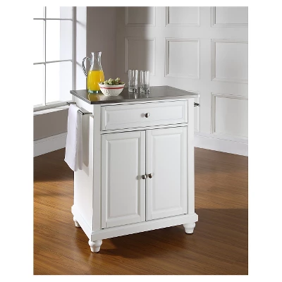 Cambridge Stainless Steel Top Portable Kitchen Island - White - Crosley - Image 2