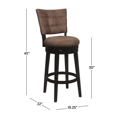 30" Kaede Wood And Upholstered Swivel Barstool Black/Chestnut - Hillsdale Furniture - Image 2