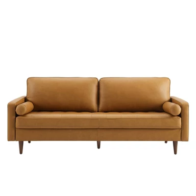 81" Valour Leather Sofa Tan - Modway - Image 4