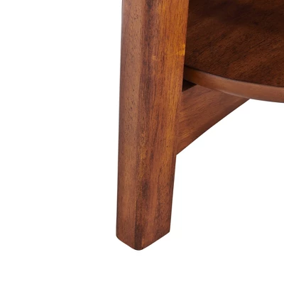 Monterey Round Mid Century Modern Wood End Table Chestnut - Alaterre Furniture - Image 2