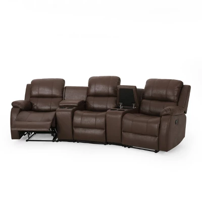 Meridan Contemporary Upholstered Theater Seating Reclining Sofa - Christopher Knight Home - Image 2