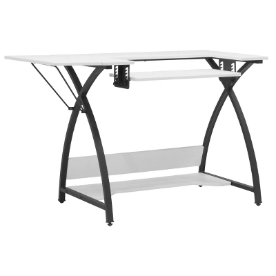 Comet Plus Sewing/Office Table With Fold Down Top, Height Adjustable Platform And Bottom Storage Shelf Black/White - Sew Ready - Image 2