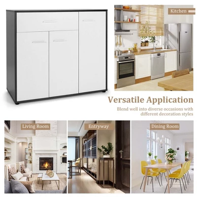 Costway 3-Door Buffet Sideboard Kitchen Storage Cabinet Console Cupboard W/Drawer - Image 5
