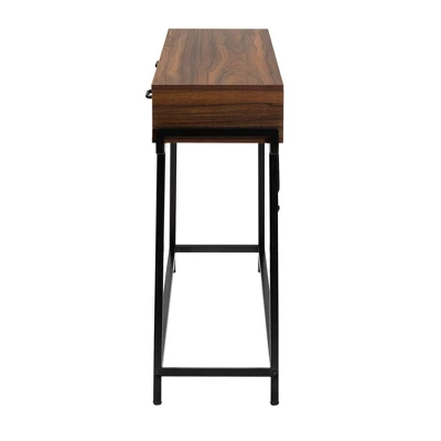 Eivor Wood And Metal 2 Drawer Console Table Walnut Brown/Black - Baxton Studio - Image 4