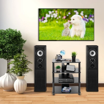 Mount-It! Media Stand Entertainment Center For TV, Audio Video Components, Stereo Equipment, Gaming Consoles, Streaming Devices | 4 Shelves | Black - Image 2