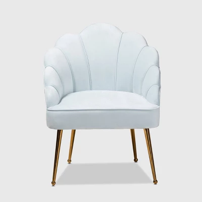 Cinzia Velvet Upholstered Seashell Shaped Accent Chair - Baxton Studio