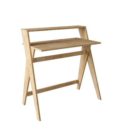 Rhodes Scandinavian Inspired Scissor Leg Study Desk Natural - Handy Living
