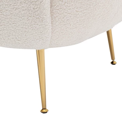 Modern Accent Chair, Teddy Short Plush Particle Velvet Armchair With Ottoman-ModernLuxe - Image 7