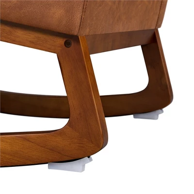 Yaheetech Faux Leather Upholstered Rocking Chair With Rubberwood Legs Brown - Image 8