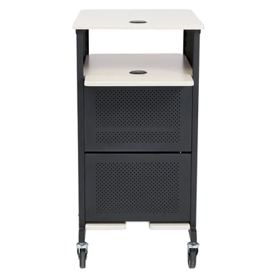 Jumbo Presentation Lecture Podium Cart Ivory Woodgrain/Black - Hampden Furnishings - Image 5