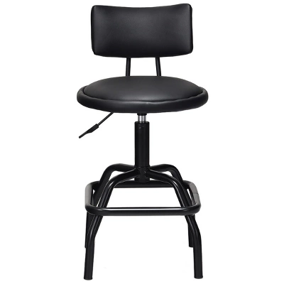 Costway Adjustable Swivel Bar Stool PU Leather Steel Frame Chair W/Backrest&Footrest Low Back - Image 8